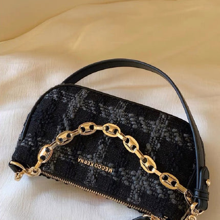 Women's One-shoulder Crossbody Smoky Plaid Underarm Bag