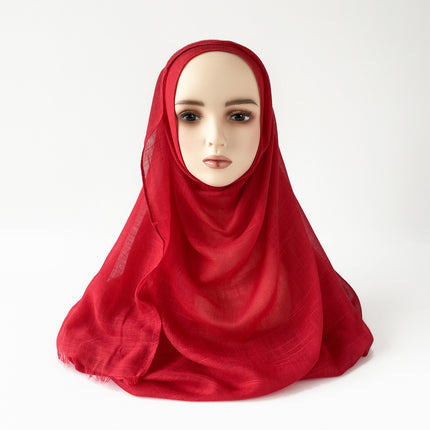 Muslim Kerchief Slub Cotton Scarf Tassel