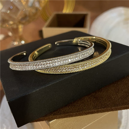 Light Luxury High-grade Exquisite Two-color Full Diamond Fine Bracelet