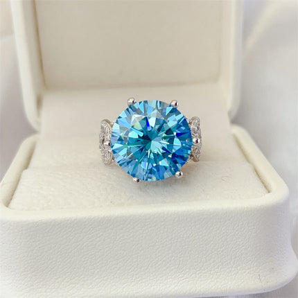10 Karat Blue Moissanite Luxury Full Diamond Female Ring