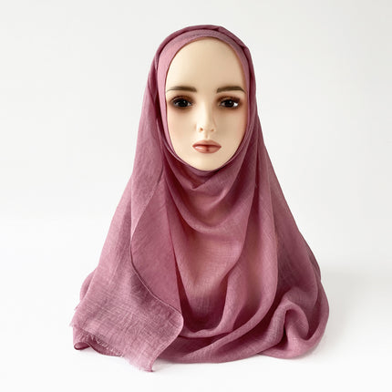 Muslim Kerchief Slub Cotton Scarf Tassel