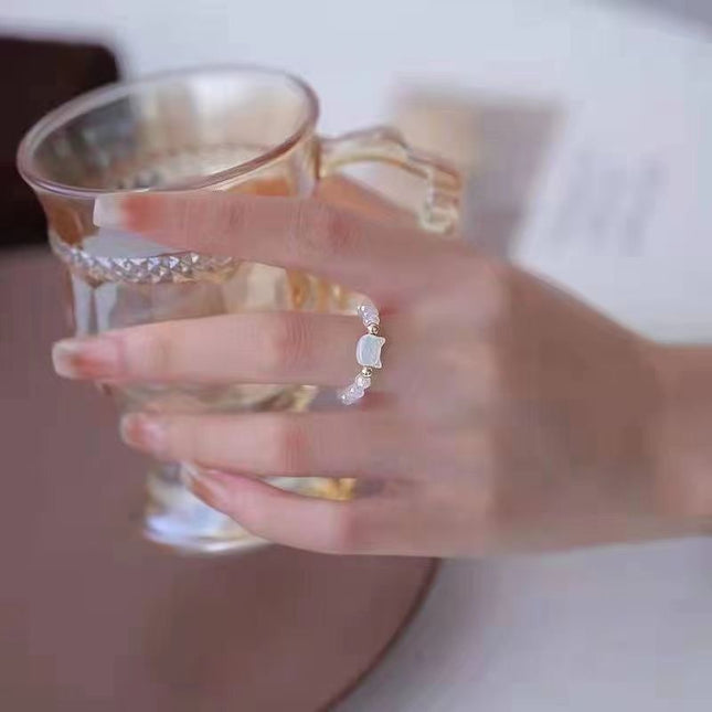 Couple Couple Rings Free Size Sweet Cute Cat Ring Black And White Cat Head Index Finger Ring