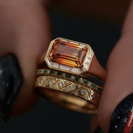 Gold Three-piece Ring Set Retro Women's Suit Ornament