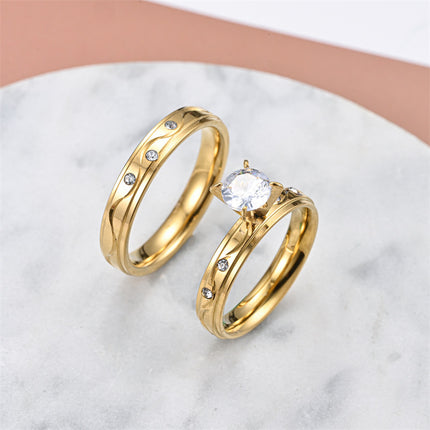 Fashionable Elegant Stainless Steel Non-fading Titanium Steel Couple Rings