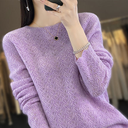 Heavy Industry Round Neck Sweater Hollow Out Loose Pullover Women