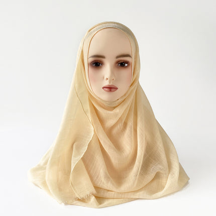Muslim Kerchief Slub Cotton Scarf Tassel