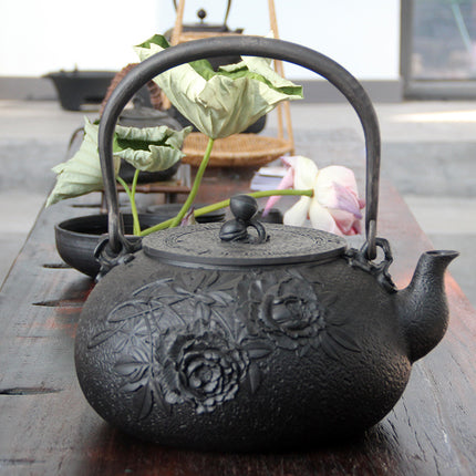 Large Capacity Uncoated Cast Iron Kettle Teapot Home Ornaments Crafts