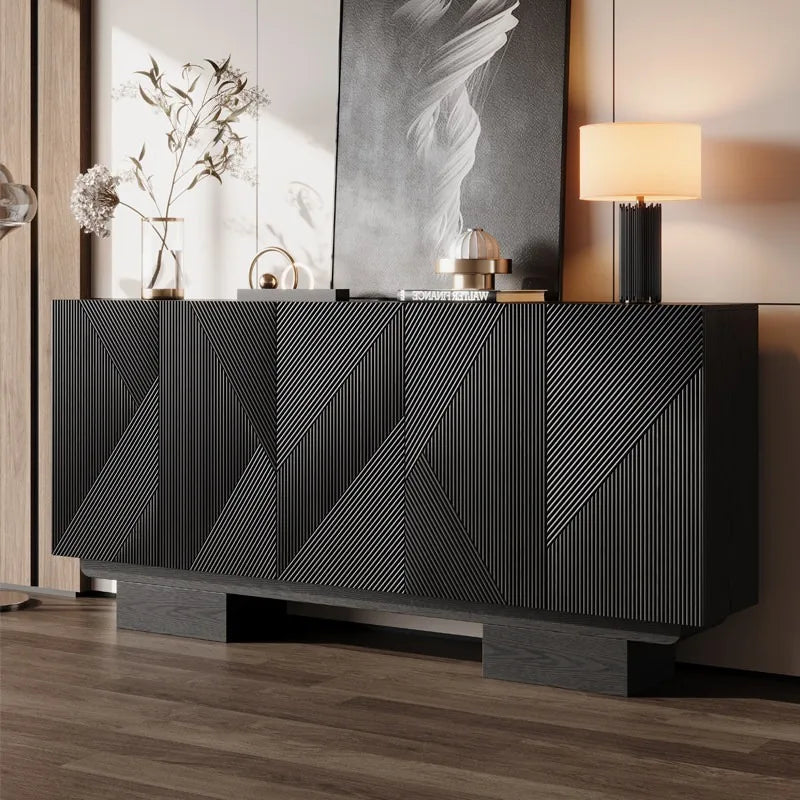 Meuble de rangement debout Novah pour salon, entrée ou bureau avec portes et étagères en bois naturel.