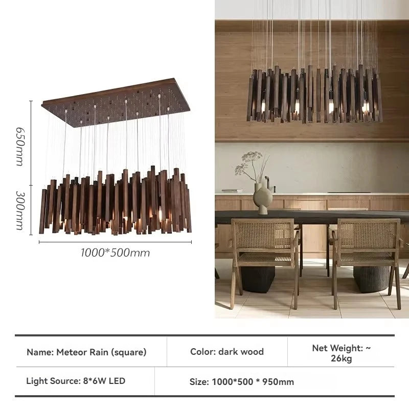 Lustre en bois de style ferme pour restaurant, design rustique, avec branches en bois et bougeoirs, de la marque Novah.