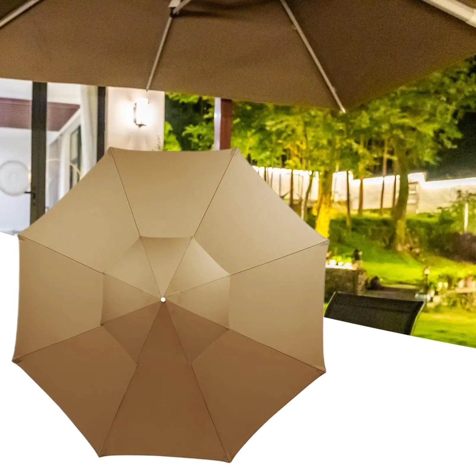 Tissu de remplacement pour parasol extérieur Novah de 2,7/3 mètres, tissu imperméable et résistante pour parasol.