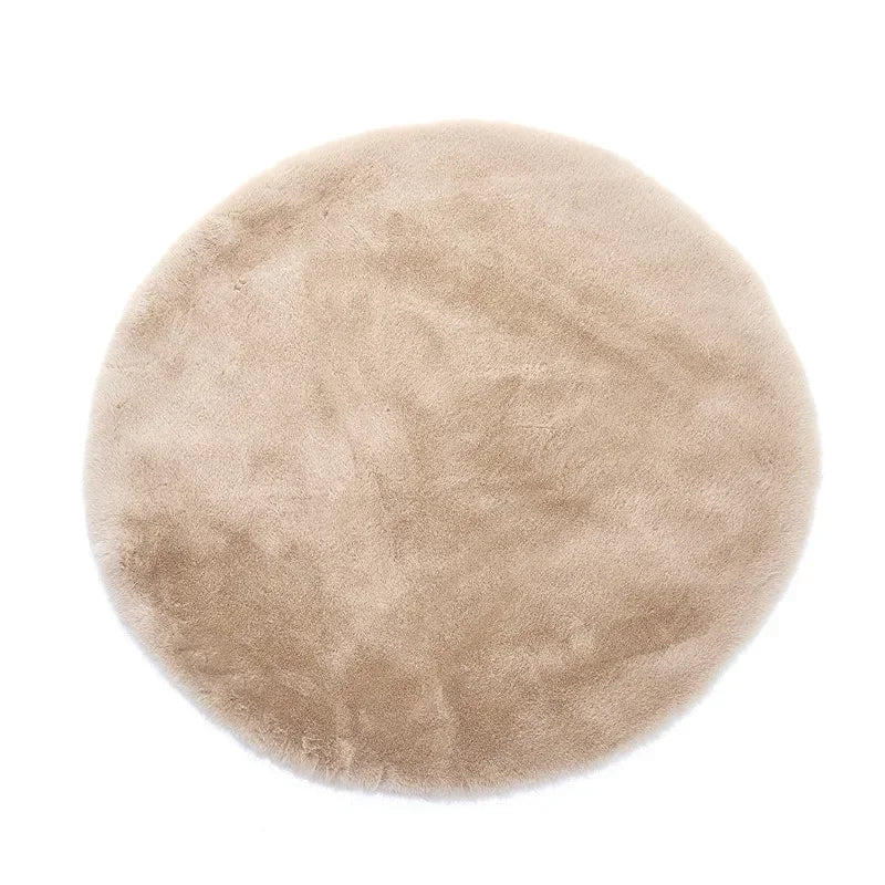 Tapis rond coloré en shaggy moderne pour salon, chambre ou chambre d'enfants, de la marque Novah, avec texture moelleuse.