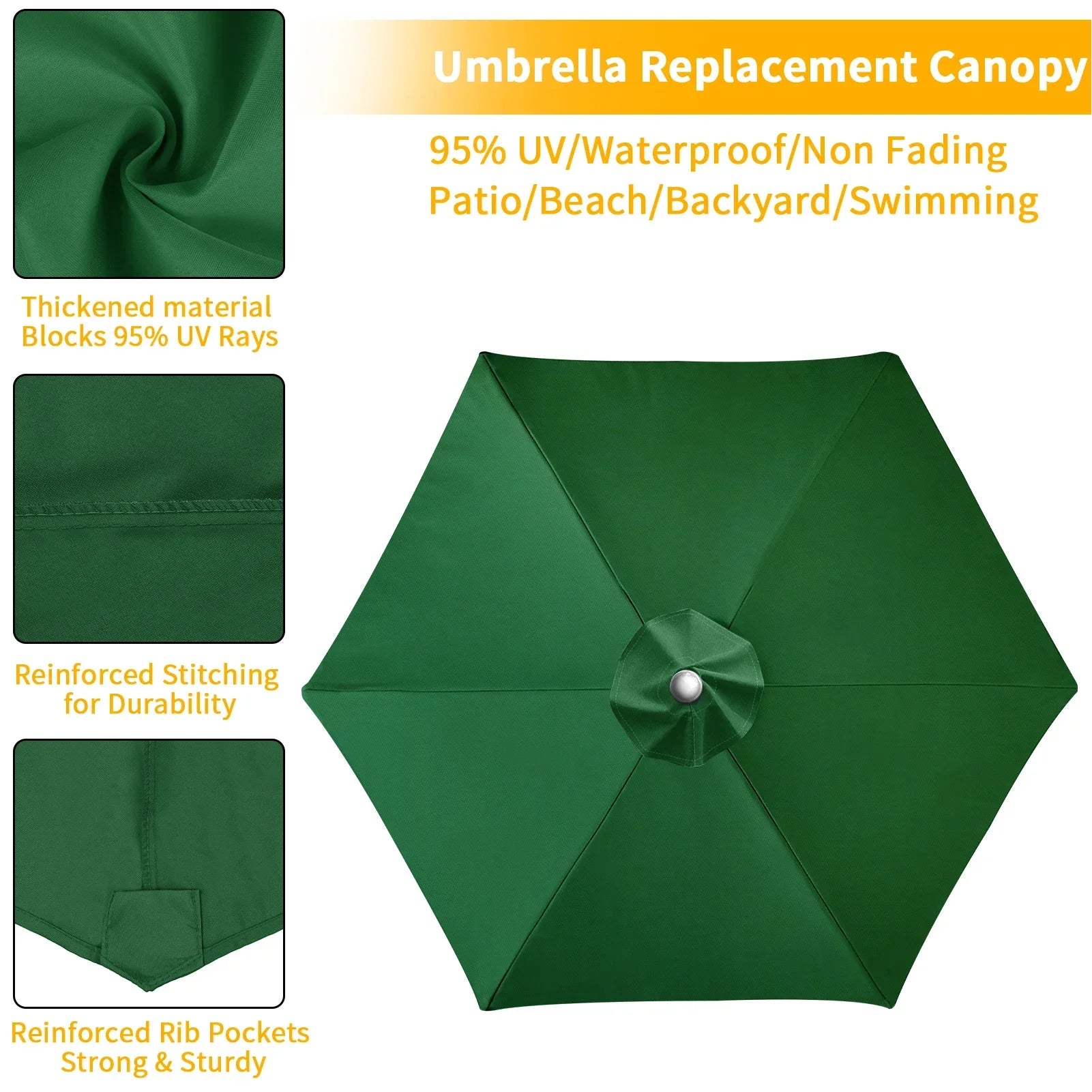 Tissu de parasol amovible pour canopy de jardin extérieur Novah, protection solaire pour patio et espace extérieur.