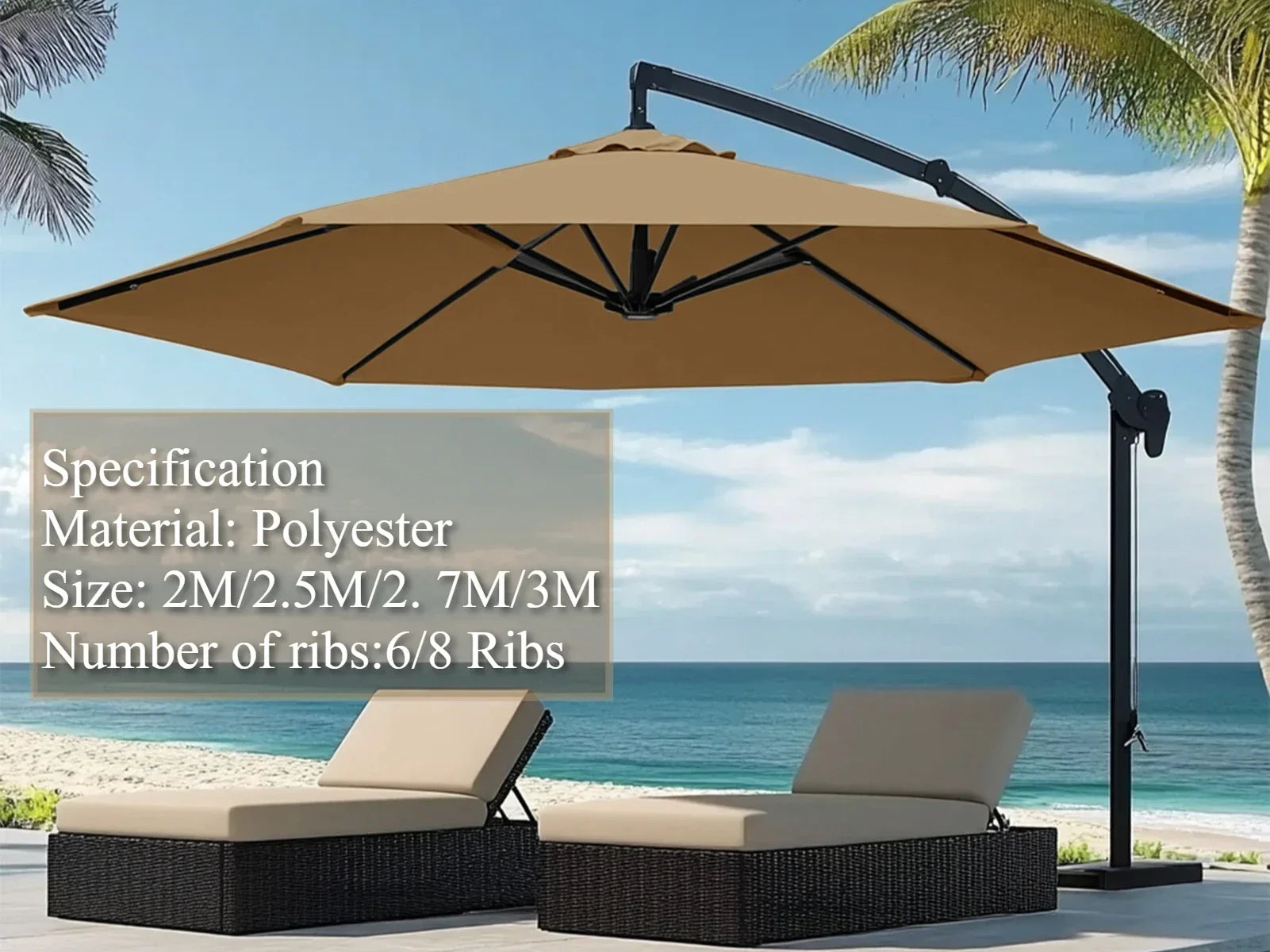 Tissu de parapluie de remplacement pour parasol de jardin Novah, tissu de canopy extérieur pour terrasse et patio.