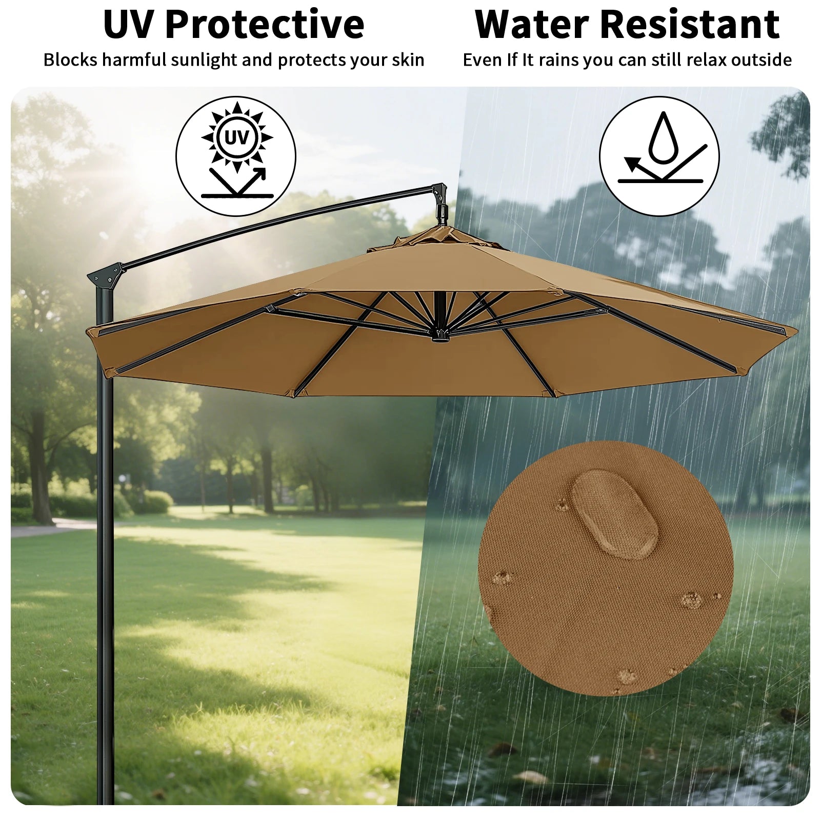 Housse de remplacement imperméable pour parapluie Novah, protection durable pour parasol en tissu résistante à l'eau.