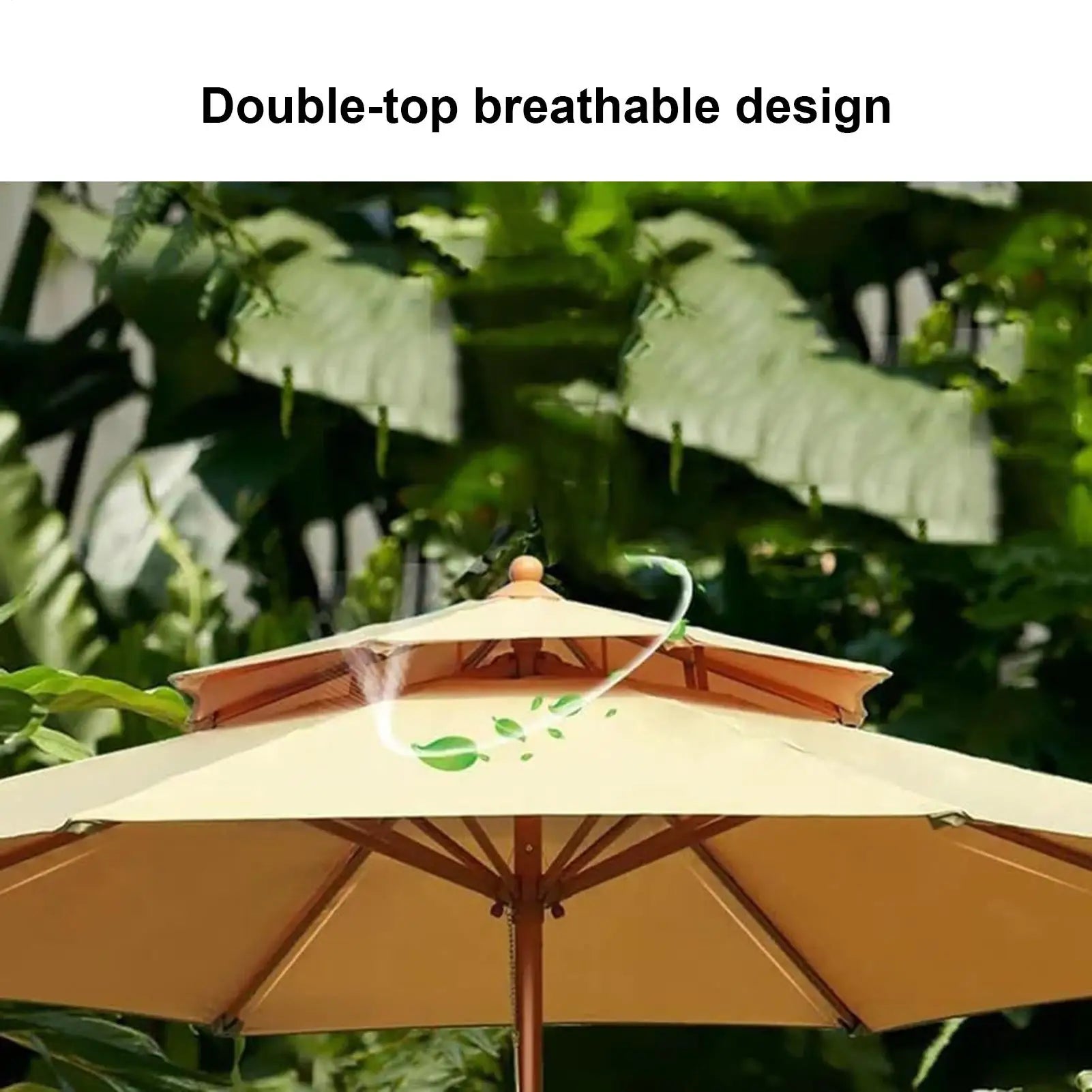 Tissu de remplacement pour parasol extérieur de 2,7/3 mètres, marque Novah, couleur beige, en tissu résistant aux intempéries
