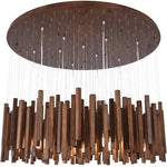 Lustre en bois de style ferme pour restaurant, éclairage suspendu avec cadre en bois robuste, par Novah.
