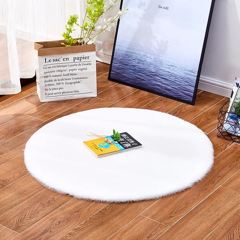 Tapis rond coloré en shaggy moderne pour salon, chambre ou chambre d'enfants, avec motif multicolore et texture douce, marque Novah