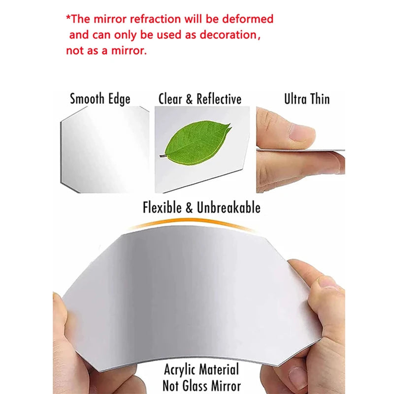 Autocollants muraux en miroir Novah, ensemble de 45 pièces pour décoration intérieure élégante et moderne.