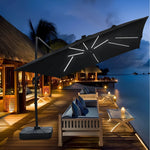Parasol moderne ModernGarden Bali de la marque Novah, avec structure en bois et grande toile beige pour jardin ou terrasse.