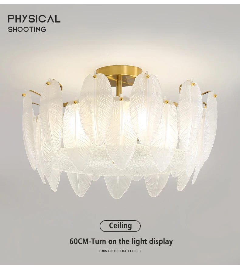 lustre moderne de plafond Novah avec abat-jour en verre et design élégant pour salle à manger ou salon