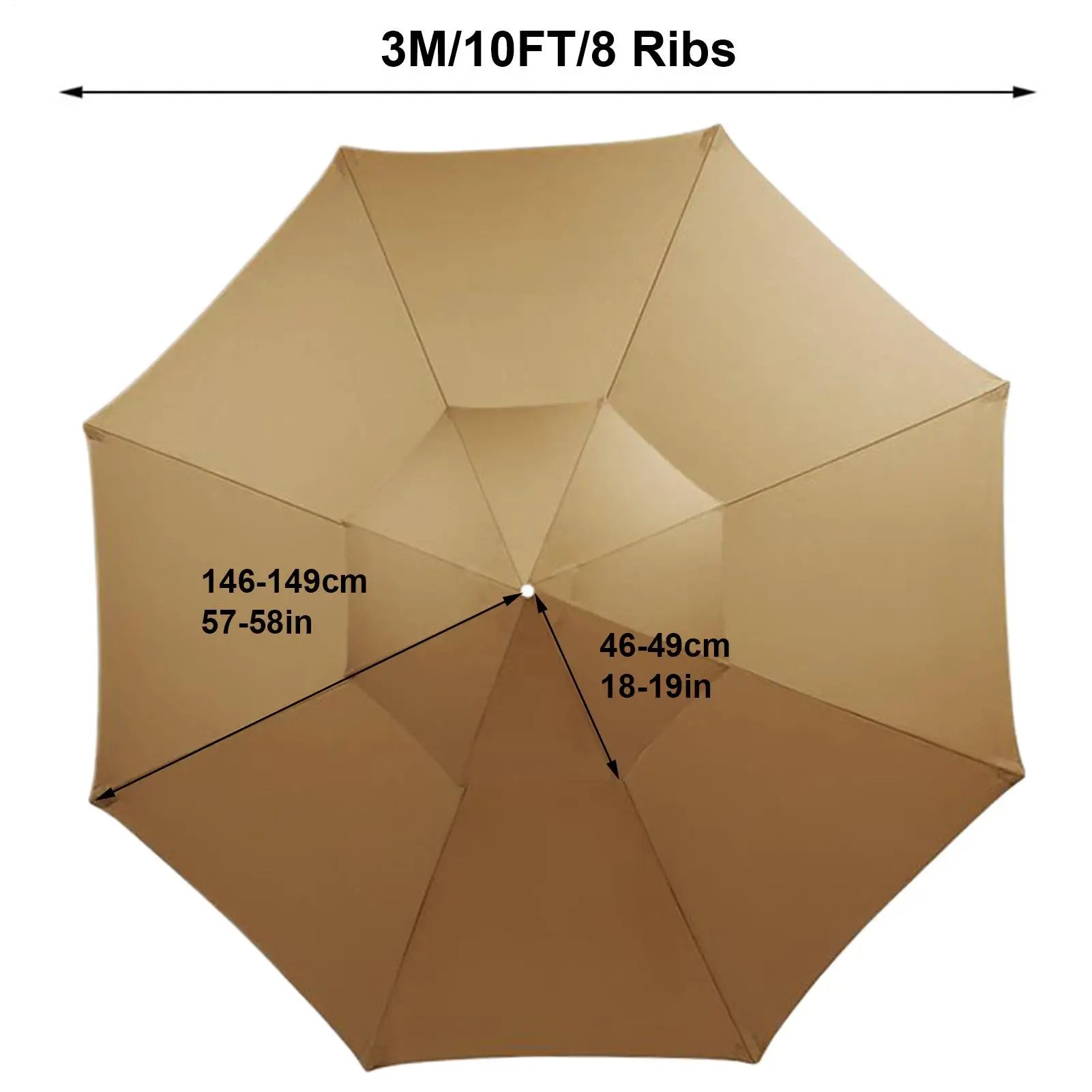 Tissu de parapluie de rechange pour parasol d'extérieur Novah, 2,7/3 mètres, en tissu résistant pour protection solaire.