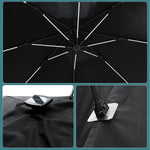 Parasol ModernGarden Bali Novah avec structure en bois et tissu beige pour espace extérieur élégant.