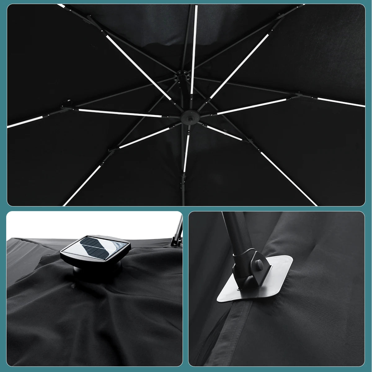Parasol ModernGarden Bali Novah avec structure en bois et tissu beige pour espace extérieur élégant.
