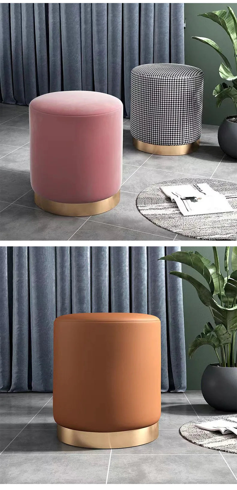 Tabouret ottoman moderne en tissu gris de style minimaliste de la marque Novah, idéal pour la décoration intérieure.