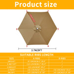 Tissu de parasol de rechange pour parasol de jardin ou patio, fabriqué par Novah, montrant le tissu en position sur le parasol.