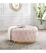 Pouf rond moderne en velours de la marque Novah, assise élégante et confortable pour salon ou chambre.