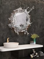 Miroir de salle de bains rond rectangulaire monté sur le mur, design élégant de la marque Novah, reflet clair et moderne