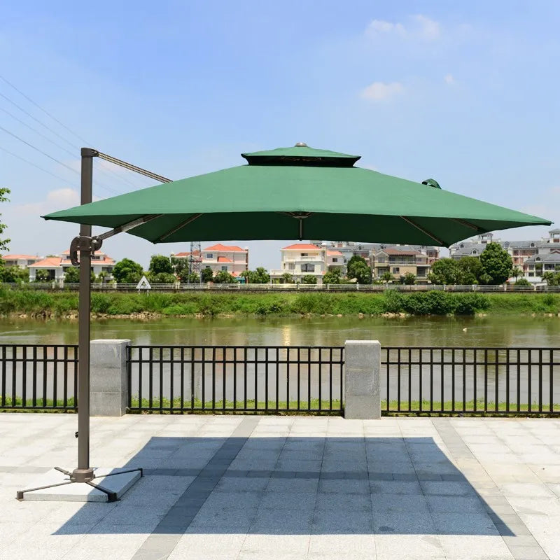 Parasol d'extérieur Novah, parasol romain de 3 m pour plage ou piscine, ombrage solaire élégant et robuste.