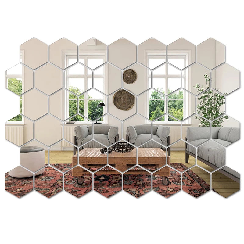 Autocollants muraux en miroir Novah, lot de 45 pièces pour décoration intérieure élégante et moderne.