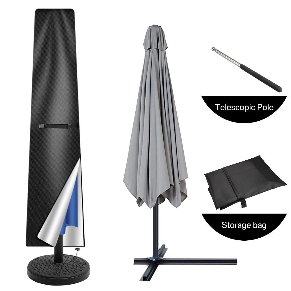 Housse de protection imperméable pour parasol droit Novah, couverture résistante pour parasol en plein air