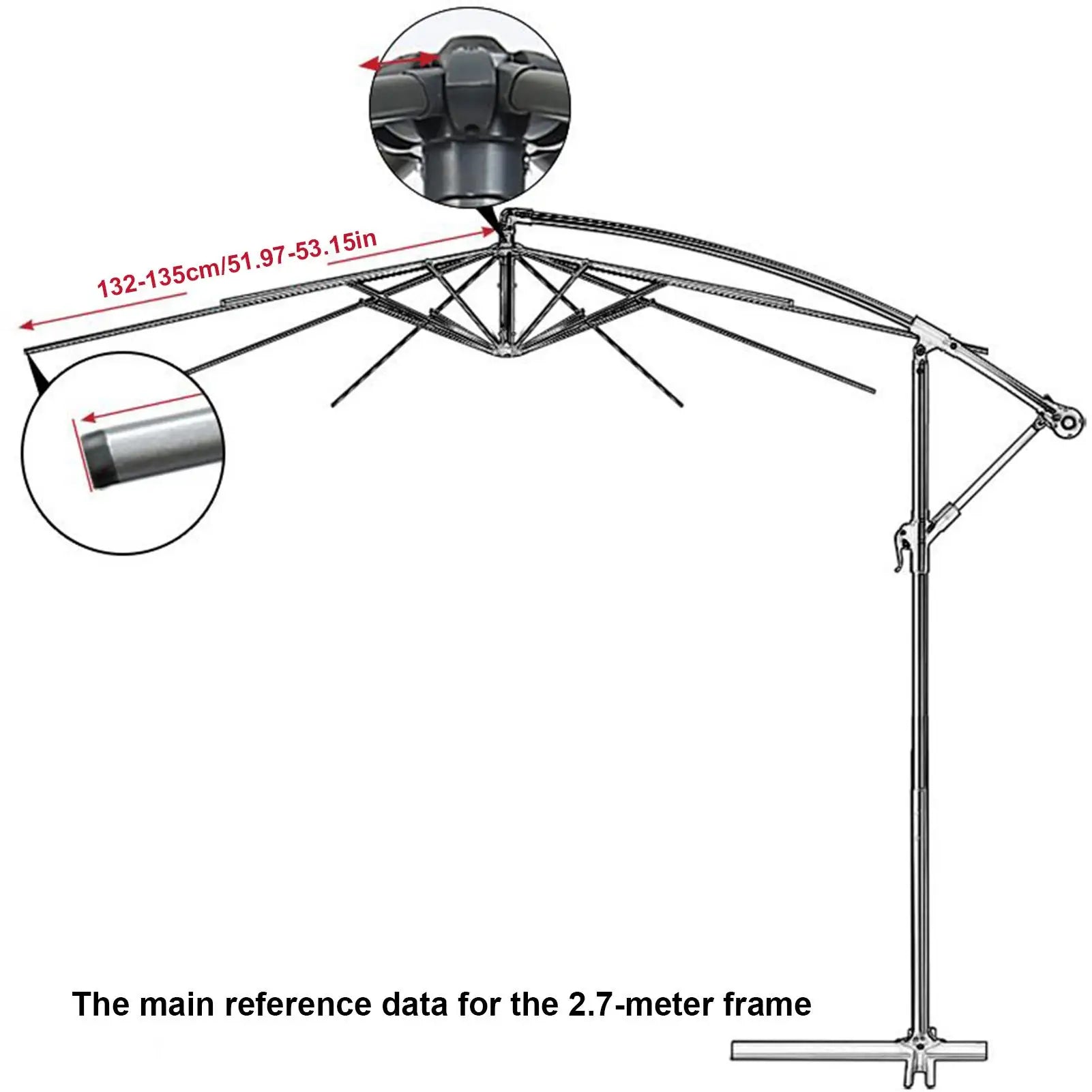 Tissu de parapluie de remplacement pour parasol extérieur Novah, 2,7/3 mètres, en tissu durable pour protection solaire.