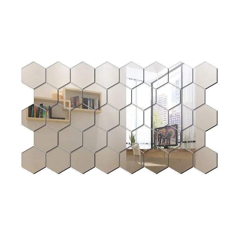 Autocollants muraux en miroir Novah, ensemble de 45 pièces pour décoration intérieure élégante et moderne.