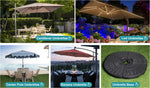 Parasol moderne New ModernGarden Bali de la marque Novah, avec toile beige et structure en bois pour extérieur.