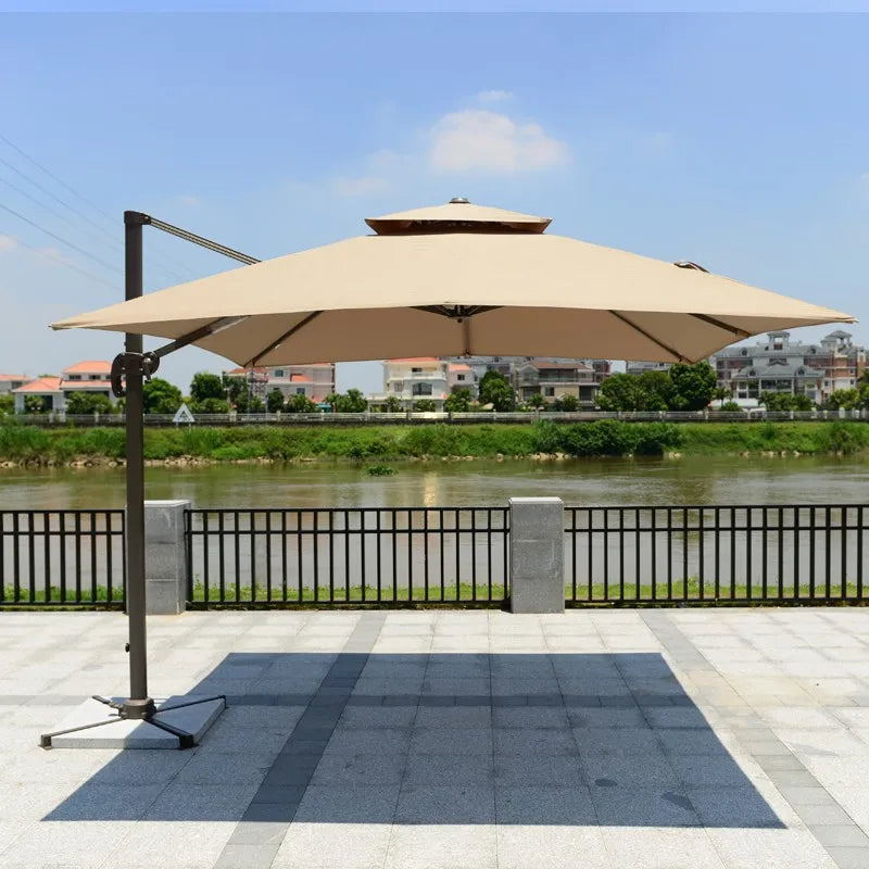 Parasol d'extérieur Novah de 3 m, parasol romain pour plage ou piscine, protection solaire élégante et résistante au vent.