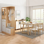 Meuble de rangement moderne Novah avec portes en bois clair et poignée métallique, idéal pour une chambre élégante et pratique