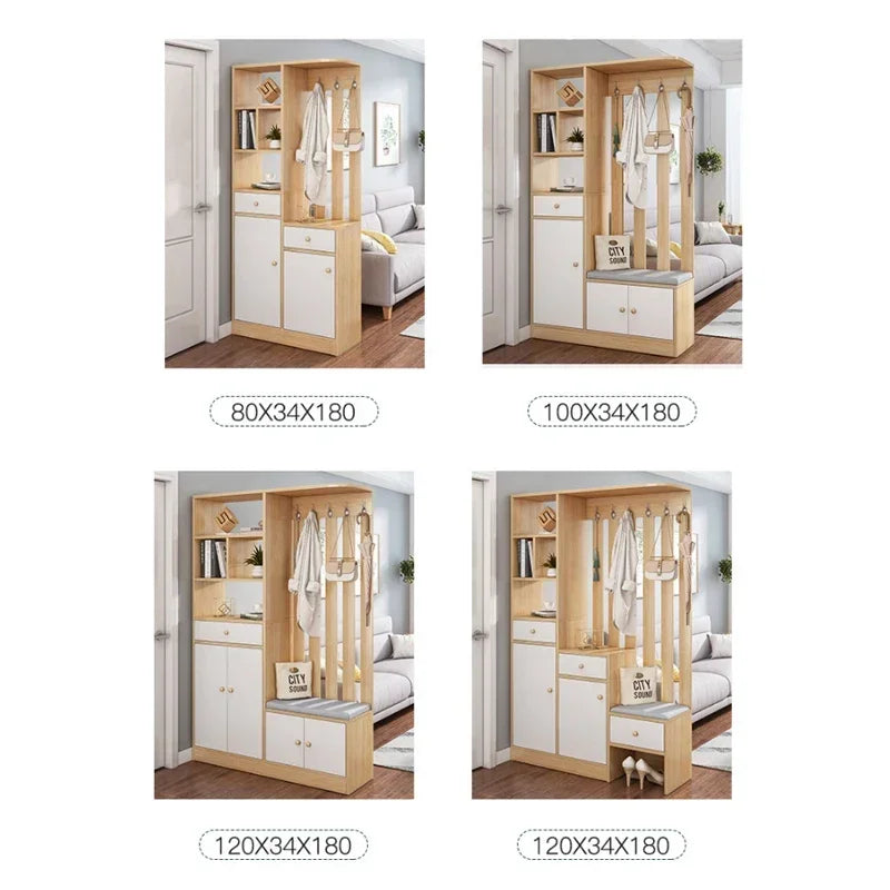 Armoire moderne Novah avec portes en bois clair et poignées métalliques, rangement spacieux pour chambre à coucher.