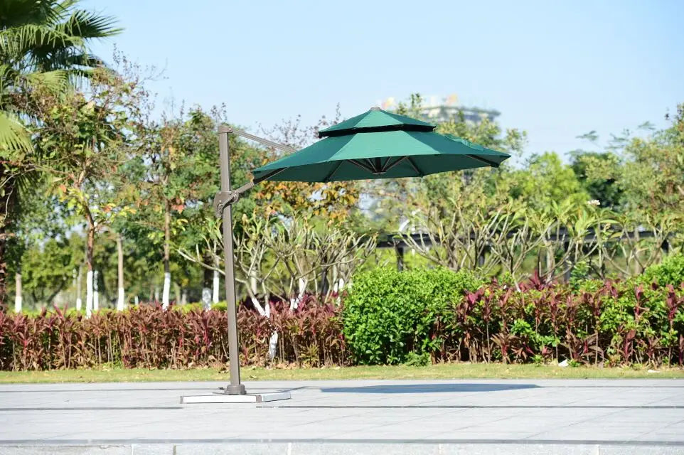 Parasol d'extérieur Novah 3m style romain avec toile pour plage ou piscine, protection solaire élégante et résistante