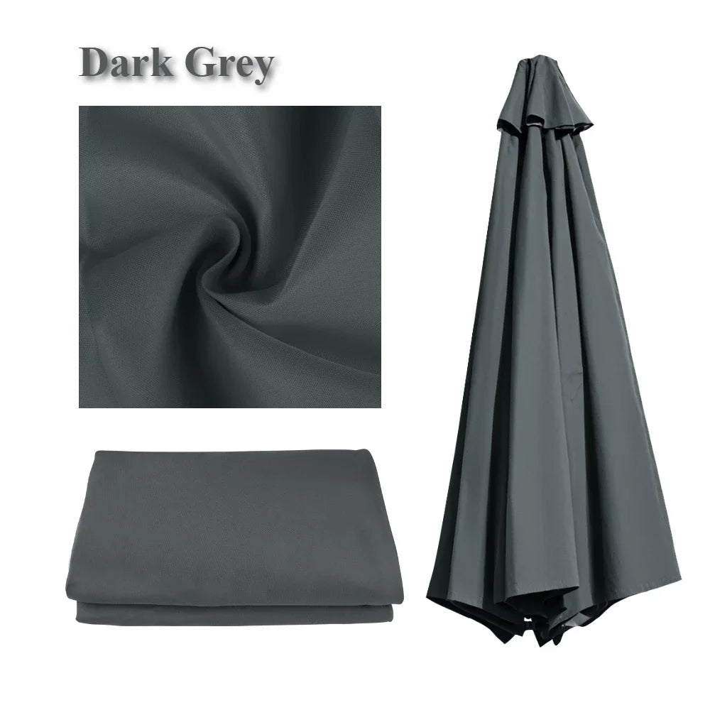 Canopée de parasol universelle Novah pour remplacement, tissu en polyester avec armature en métal, adaptée pour parasols extérieurs.