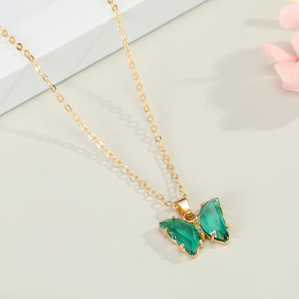 Crystal Butterfly Pendant Necklace Internet Celebrity