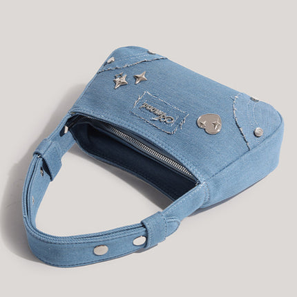 Retro Minority Design Small Handbag Summer New Metal XINGX Denim