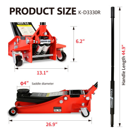 Hydraulic Low Profile Steel Racing Floor Jack With 3 Ton Capacity And Lift Range 3.3 Inches-18.5 Inches Unavailable Platforms- Welfel Temu