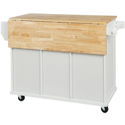 Kitchen Trolley With Rubberwood Folding Leaf Countertops