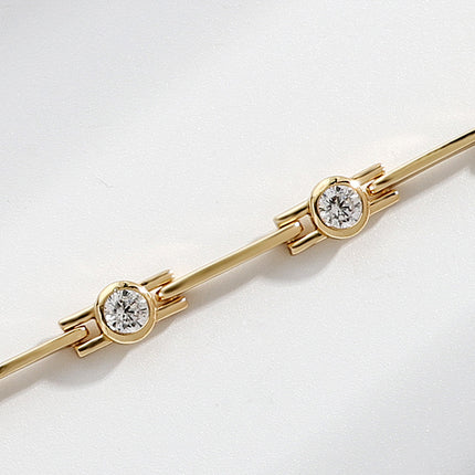 14K Real Gold Inlaid Zirconium Simple Women's Bracelet