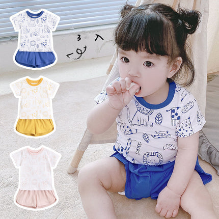 Children's Suit Summer Children's Clothing Cotton Short-sleeved Baby