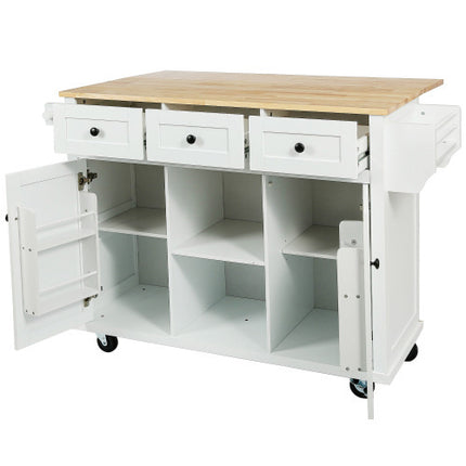 Kitchen Trolley With Rubberwood Folding Leaf Countertops