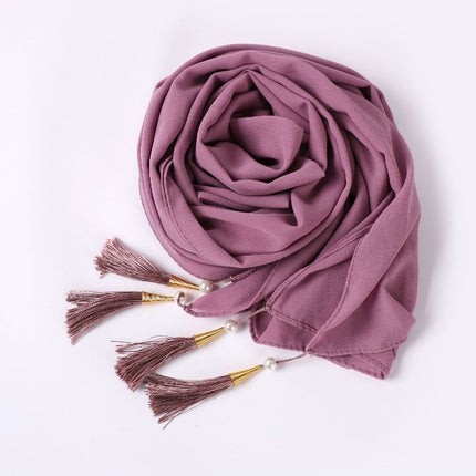 Hijab With Tassel At Four Corners